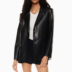 Aritzia - Wilfred Memories Black Leather Blazer